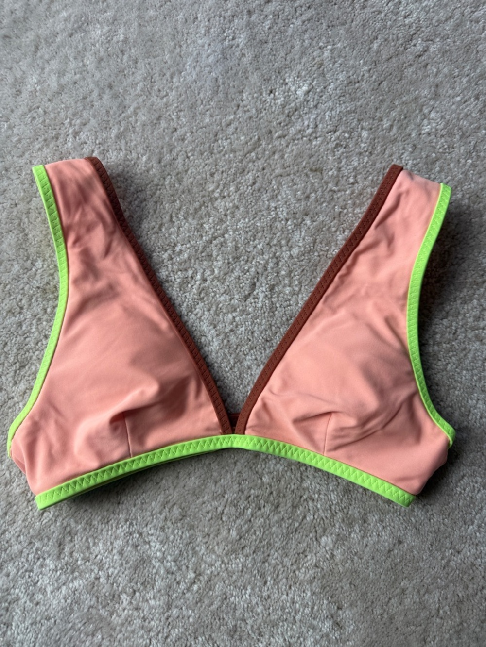 Aerie Women’s Peach & Lime Trim Triangle Swim Top